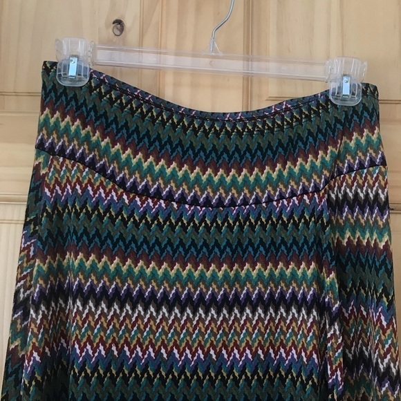 Cubism earth tone chevron print mock wrap maxi skirt size L - Picture 3 of 6